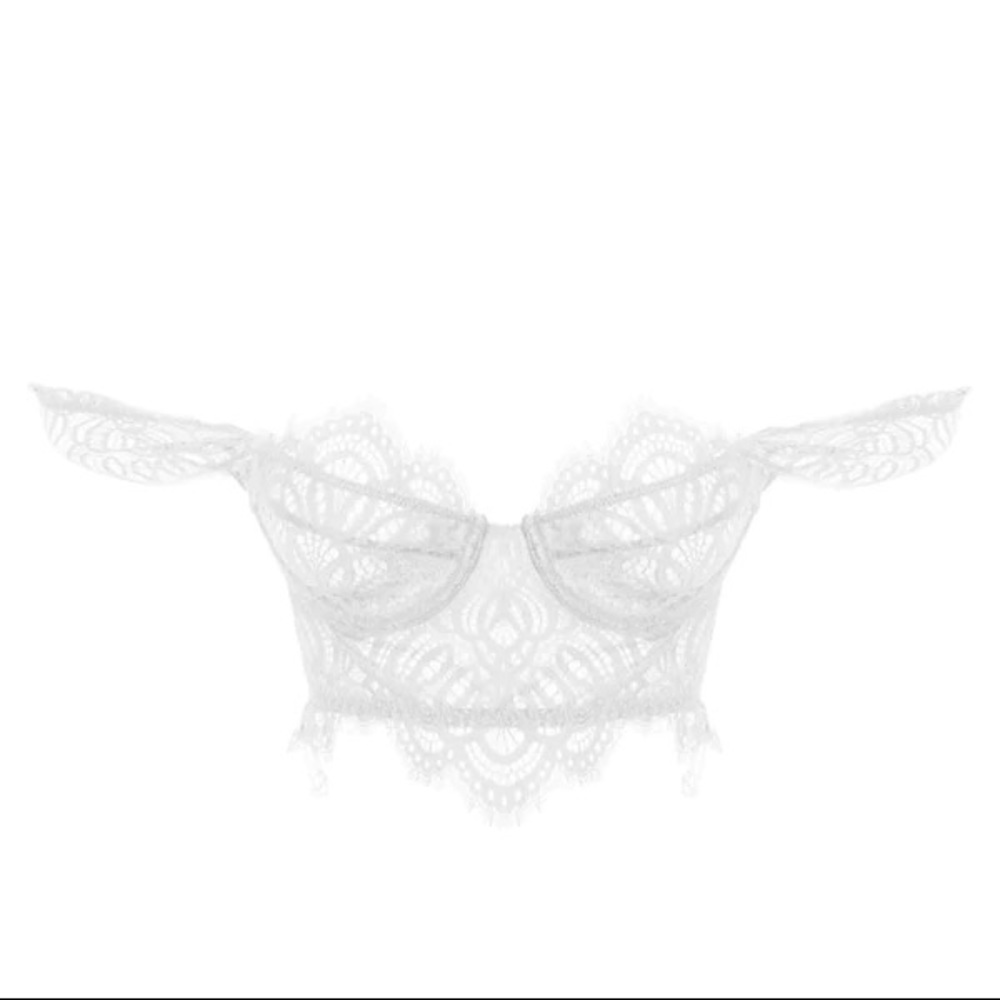 LEAU AMORA LACE BUSTIER CROP TOP - WHITE